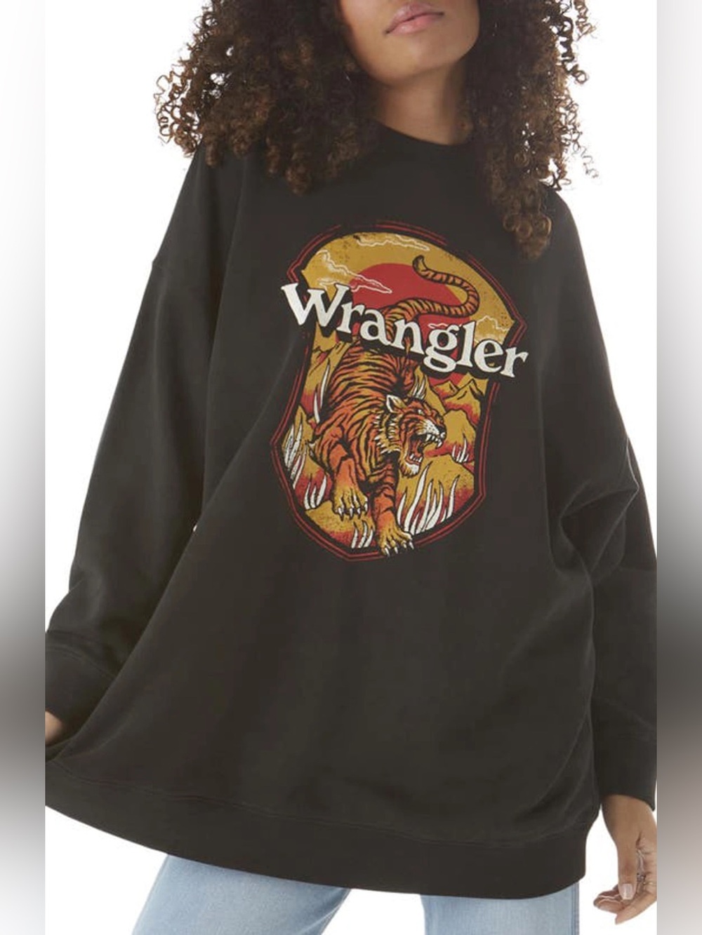 Free People x Wrangler oversized tiger graphic crew neck sweatshirt women’s S
